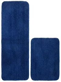 YAMUNGA Polyester Anti Skid Backing Kitchen Mats Runner (Blue, 40 x 120/40 x 60 cm) -Set of 2-thumb1