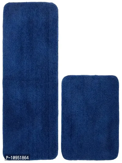 YAMUNGA Polyester Anti Skid Backing Kitchen Mats Runner (Blue, 40 x 120/40 x 60 cm) -Set of 2-thumb2