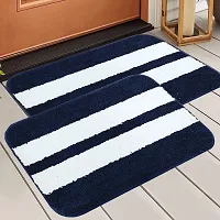 Yamunga Anti Skid Backing,Colour Blue with White Strip Set of 2 (40 x 60 cm)-thumb1