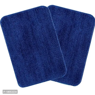 YAMUNGA Polyester Anti Skid Backing Bath Door Mats (40 x 60 cm, Blue)- Set of 2-thumb2