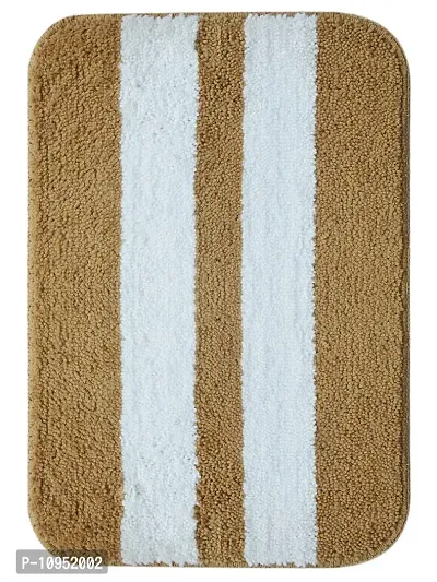 Yamunga with Anti Skid Backing,Colour Beige with White Strip Set of 2 (40 x 60 cm)-thumb2