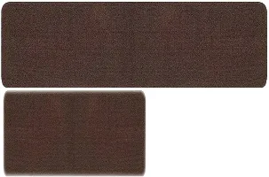 YAMUNGA Polyester Anti Skid Backing Mats (Coffee, 40 x 120/40 x 60 cm) -Set of 2-thumb1
