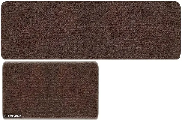 YAMUNGA Polyester Anti Skid Backing Mats (Coffee, 40 x 120/40 x 60 cm) -Set of 2-thumb2