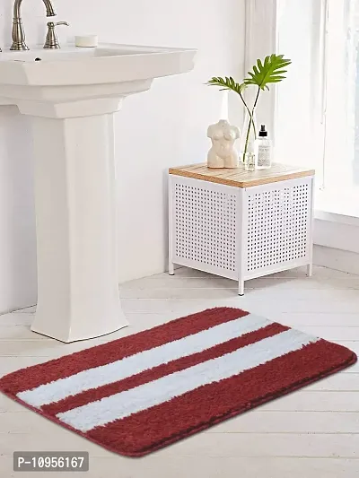 Yamunga mat with Anti Skid Backing,Colour Red with White Strip Set of 2( 40 x 60 cm)-thumb4