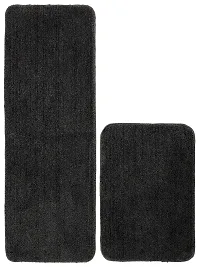 YAMUNGA Polyester Anti Skid Backing Kitchen Mats Runner (Grey, 40 x 120 & 40 x 60 cm) -Set of 2-thumb1