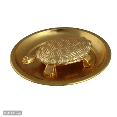 Golden Tortoise Turtle Plate Yantra Vastu for Home Decor, Plate Size 4-inch (Plate Size 10cm)