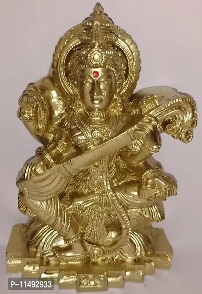 Goddess SARASWATHI Devi / SARADHA / Vidya Devi / Saraswati Idol 13 cm Height-thumb2