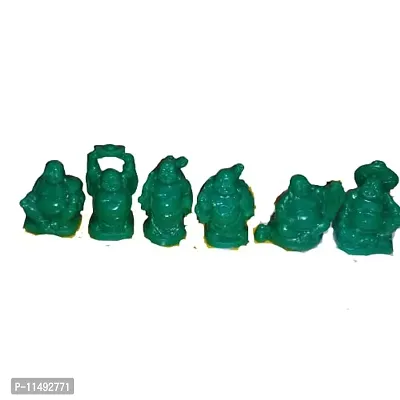 Green Laughing Buddha Statue Figures Luck & Wealth / Green Kuberan Set of 6 / Happy Man Statue Set of 6 (4.5 to 5cm), Plastic