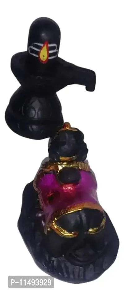 Shivlinga and Nandi Idol Black Decorative Showpiece - 8 cm ( Black)-thumb4