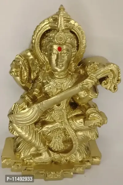 Goddess SARASWATHI Devi / SARADHA / Vidya Devi / Saraswati Idol 13 cm Height-thumb0