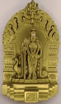 Lord MURUGA KARTHIKEYAN / Polymarble Murugan Statue with Vel/ VELMURUGA with Colourful Garland/ with maalai-thumb1