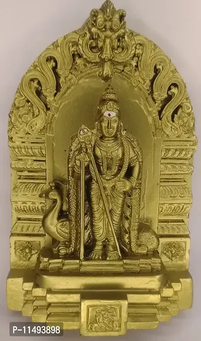 Lord MURUGA KARTHIKEYAN / Polymarble Murugan Statue with Vel/ VELMURUGA with Colourful Garland/ with maalai-thumb2