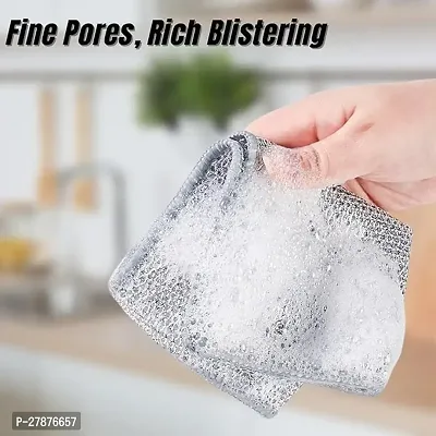 Double Layer Multifunctional Non-Scratch Wire Dishcloth,Microfiber Dis Cloth Multipurpose Wire Dishwashing Rags for Wet and Dry, Cast Iron Scrubber, Cleans for Dishes, Sinks,Counters pack of 3-thumb3