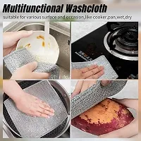 Double Layer Multifunctional Non-Scratch Wire Dishcloth,Microfiber Dis Cloth Multipurpose Wire Dishwashing Rags for Wet and Dry, Cast Iron Scrubber, Cleans for Dishes, Sinks,Counters pack of 3-thumb3