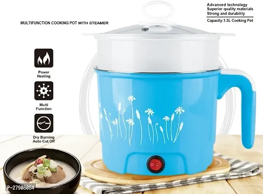 Electric 1.8 Litre Mini Cooker Kettle with Glass Lid Base Concealed Base Cooking Pot Noodle Maker Egg Boiler hot Pot Vegetable and Rice  Pasta PorridgeTravel Cookers and Steamer-thumb5