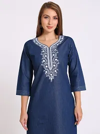 Stylish Blue Denim Kurta For Women-thumb4