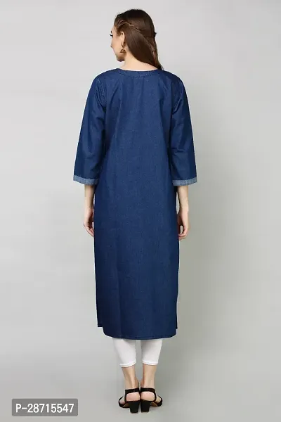 Stylish Blue Denim Kurta For Women-thumb2