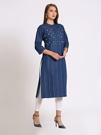 Stylish Blue Denim Kurta For Women-thumb2