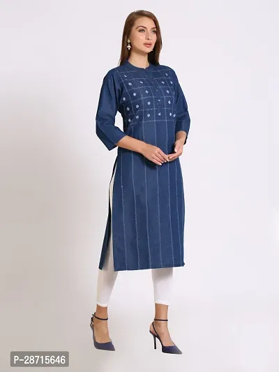 Stylish Blue Denim Kurta For Women-thumb3