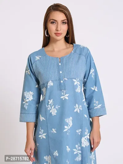 Stylish Blue Denim Kurta For Women-thumb5