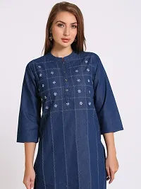 Stylish Blue Denim Kurta For Women-thumb4