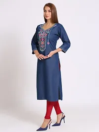 Stylish Blue Denim Kurta For Women-thumb3