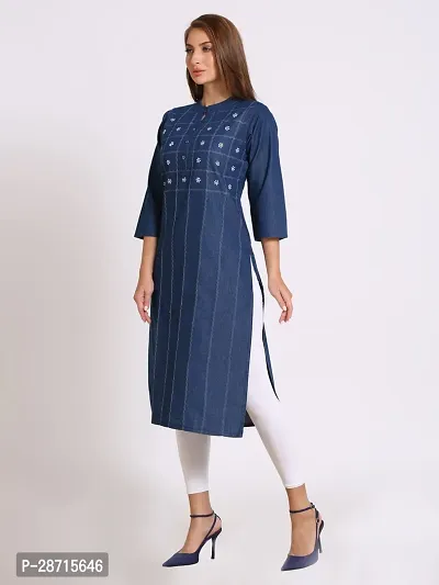 Stylish Blue Denim Kurta For Women-thumb4