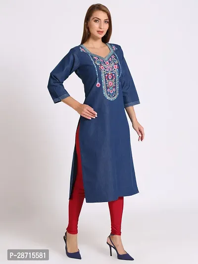 Stylish Blue Denim Kurta For Women-thumb3