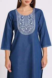 Stylish Blue Denim Kurta For Women-thumb4