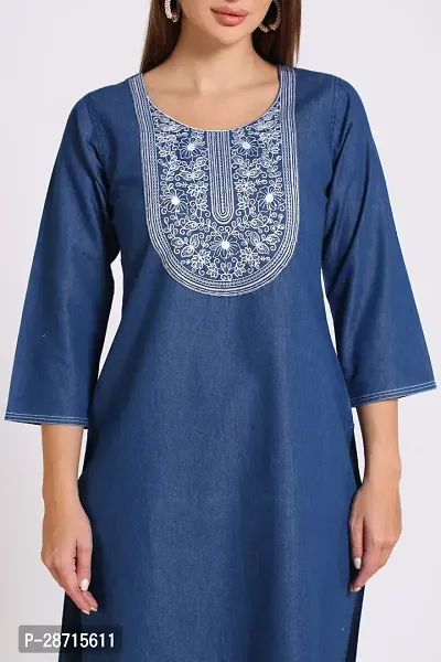 Stylish Blue Denim Kurta For Women-thumb5