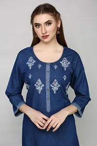 Stylish Blue Denim Kurta For Women-thumb4