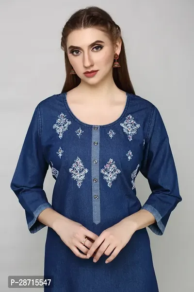 Stylish Blue Denim Kurta For Women-thumb5