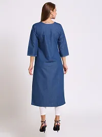 Stylish Blue Denim Kurta For Women-thumb1