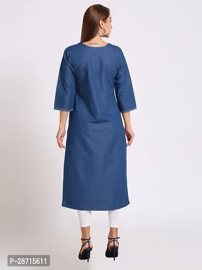 Stylish Blue Denim Kurta For Women-thumb2