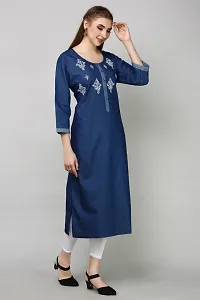 Stylish Blue Denim Kurta For Women-thumb2