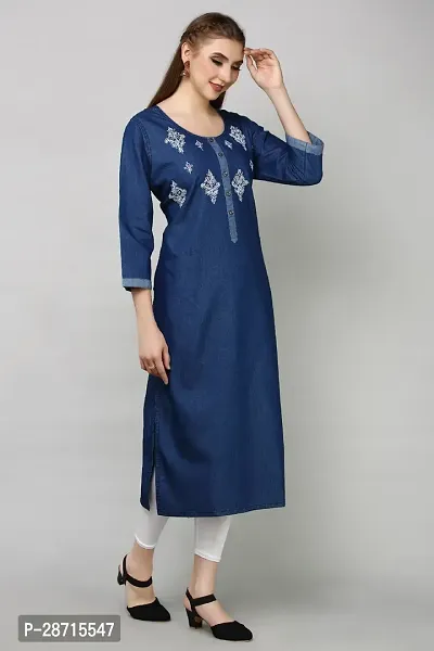 Stylish Blue Denim Kurta For Women-thumb3