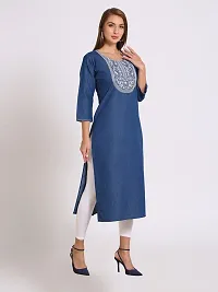 Stylish Blue Denim Kurta For Women-thumb2