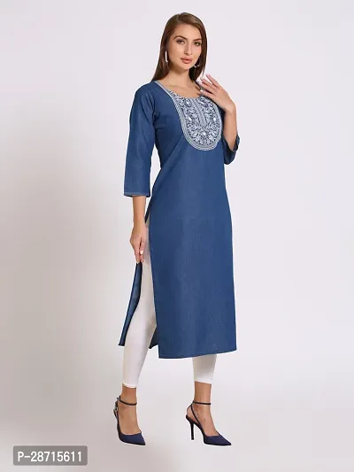 Stylish Blue Denim Kurta For Women-thumb3