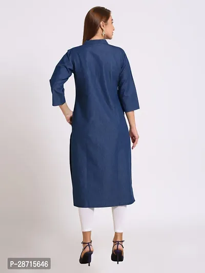 Stylish Blue Denim Kurta For Women-thumb2