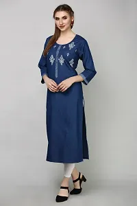 Stylish Blue Denim Kurta For Women-thumb3