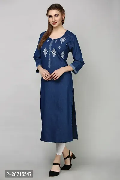 Stylish Blue Denim Kurta For Women-thumb4