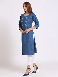 Stylish Blue Denim Kurta For Women-thumb3