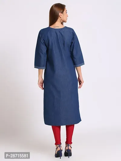 Stylish Blue Denim Kurta For Women-thumb2