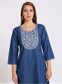 Stylish Blue Denim Kurta For Women-thumb3