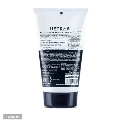 Ustraa Activated Charcoal Face Scrub - 100gm - Dual Scrub action of Tahitian Volcanic Sand  Walnut Granules - Cleans Dust, Pollution with Activated Charcoal-thumb2