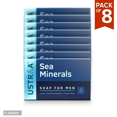 Ustraa Deo Soap For Men - With Sea Minerals, 100gm (Pack Of 8) - Cleansing  moisturization with aquatic fragrance - No Sulphate-thumb0
