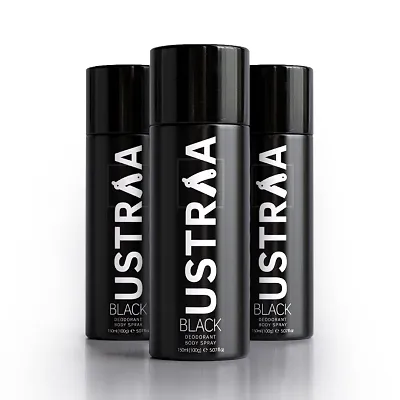 Ustraa Black Deodorant Body Spray, 150 ml- Set of 3