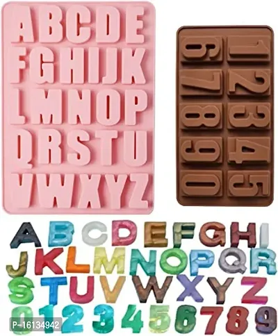 MoldBerry Alphabet Letters Chocolate Mould Baking Silicone Mold Cake Decoration Candy Foundant Molds Baking Accessories Kitchen Baking for Flexible Reusable Mould pack of 2