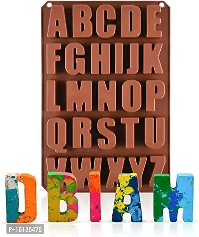 MoldBerry Alphabet Letters Mold Large Chocolate Baking Mould Easy to Release Cake Decoration Biscuit Pan Handmade Soap Ice Cube Tray Flexible Reusable pack of 1