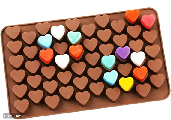 MoldBerry Silicone Chocolate Mould 55 Cavity Mini Heart Shape Mould Candy Mold Baking Tools for Cake Chocolate Jell-O Ice Size ( 17.7 x 10.6 x 1.3 cm ) Pack of 1 ( Multi Color)